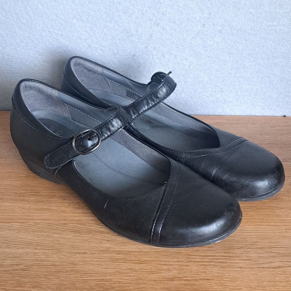 Dansko Fawna Mary Jane Comfort Shoes Womens Eu 41 US 10.5 11 Black Leather Flats